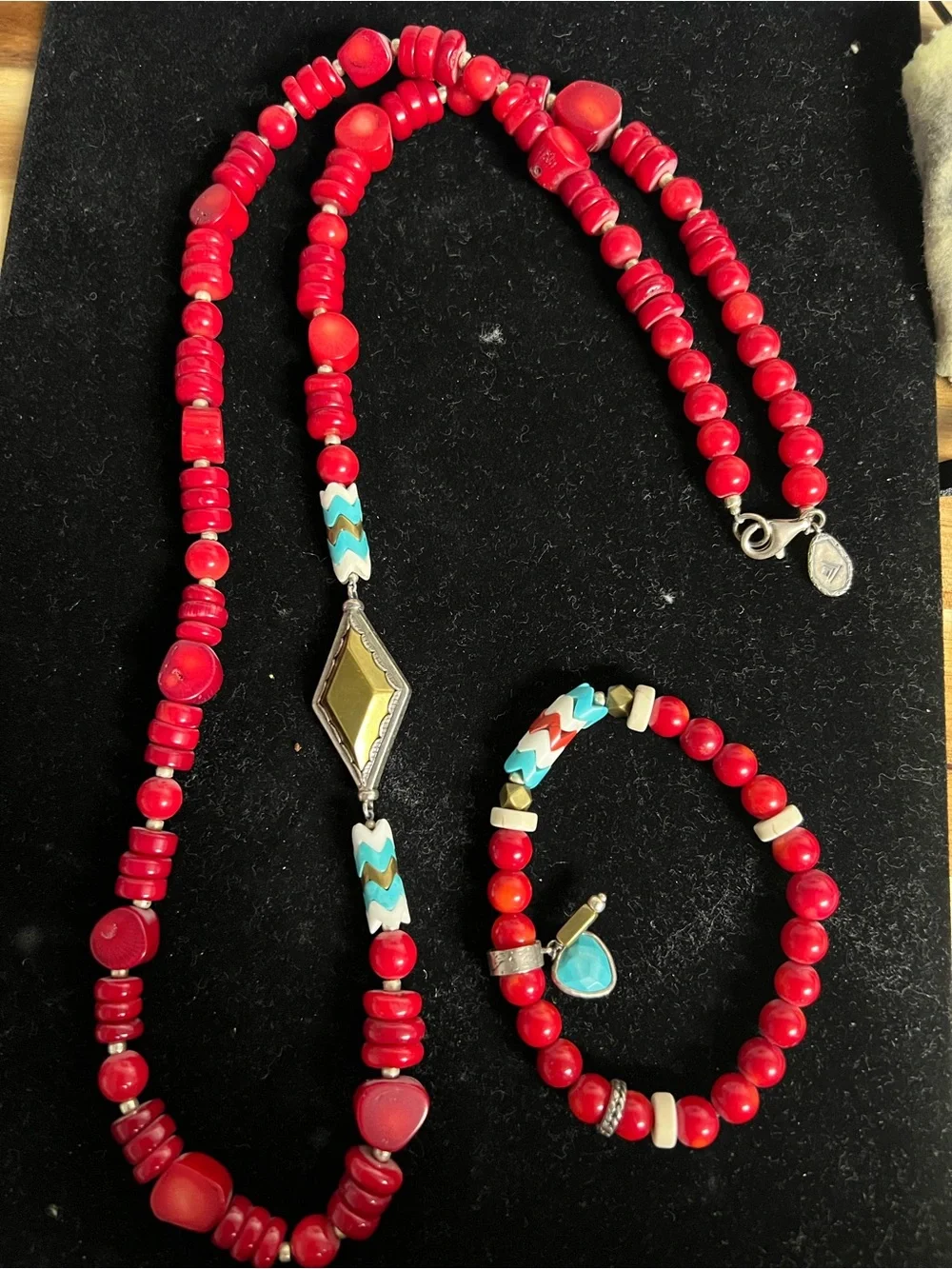 SILPADA sterling silver retired coral necklace and bracelet set